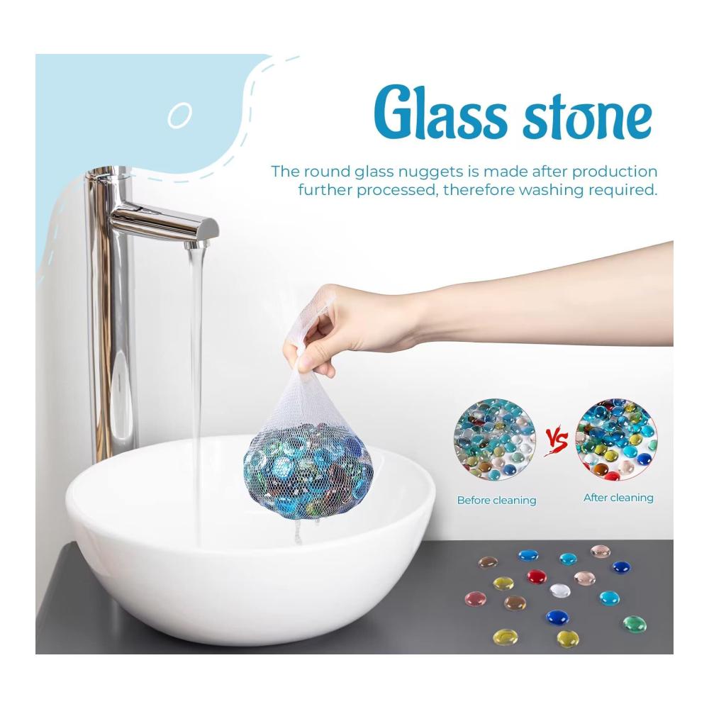 Attraktive Glasnuggets Bunt 900g - Premium Granulate für kreative Dekoideen - Muggelsteine Spielsteine & Mosaiksteine inklusive - Ideal zum Basteln und Verschönern