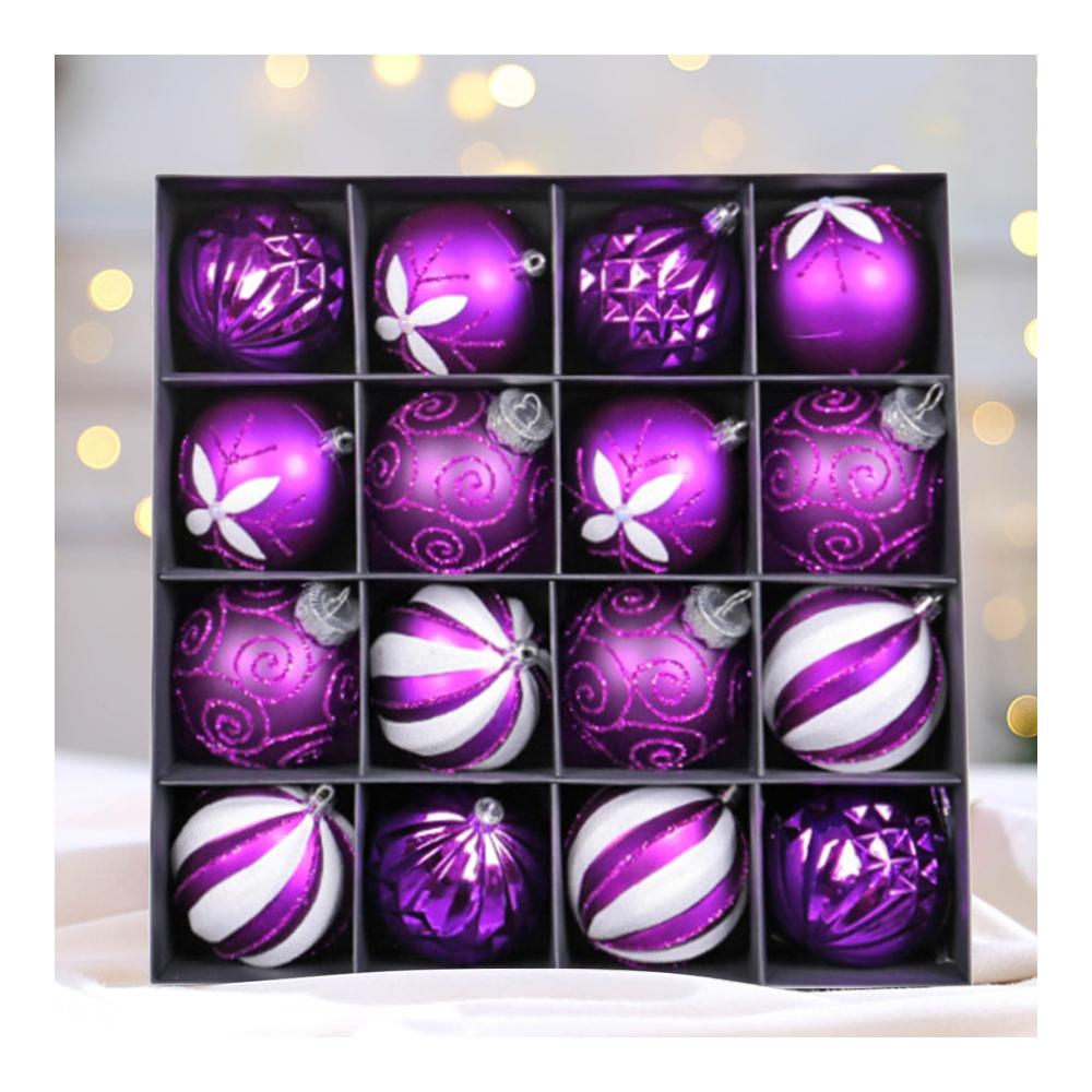 Bruchsichere Weihnachtskugeln 16er Set - 8cm bunt glänzend & matt wiederverwendbare Kunststoff-Kugelornamente für festliche Dekorationen - Ideal für Weihnachtsbaum und Urlaub