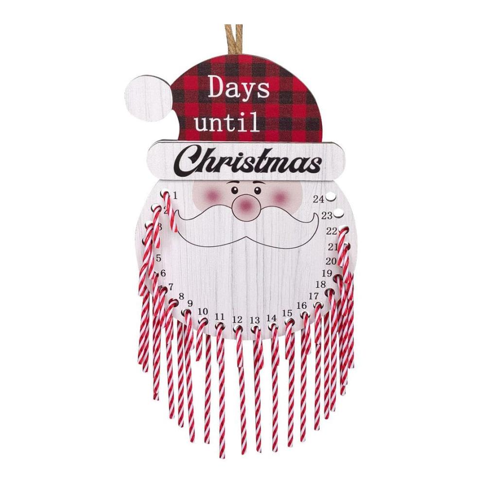 Dekorativer Adventskalender Holz Weihnachtsmann Xmas Countdown Kinder Geschenke Hängende Dekoration - Weihnachtszauber für Zuhause