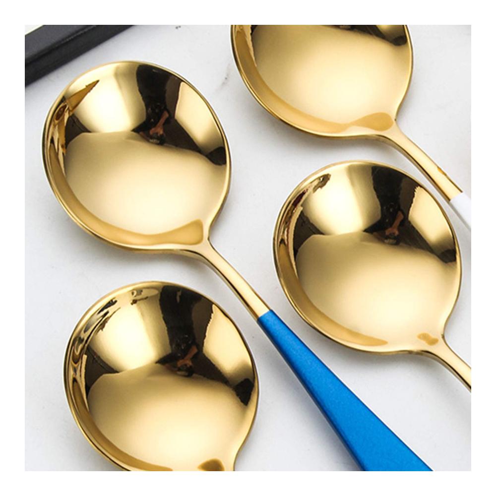 Entdecken Sie den Genuss – Suppenlöffel-Ensemble 4 elegante Edelstahl-Löffel für Suppe Dessert Tee & Kaffee - Perfektes Küchenzubehör für exquisiten Geschmack und Stil