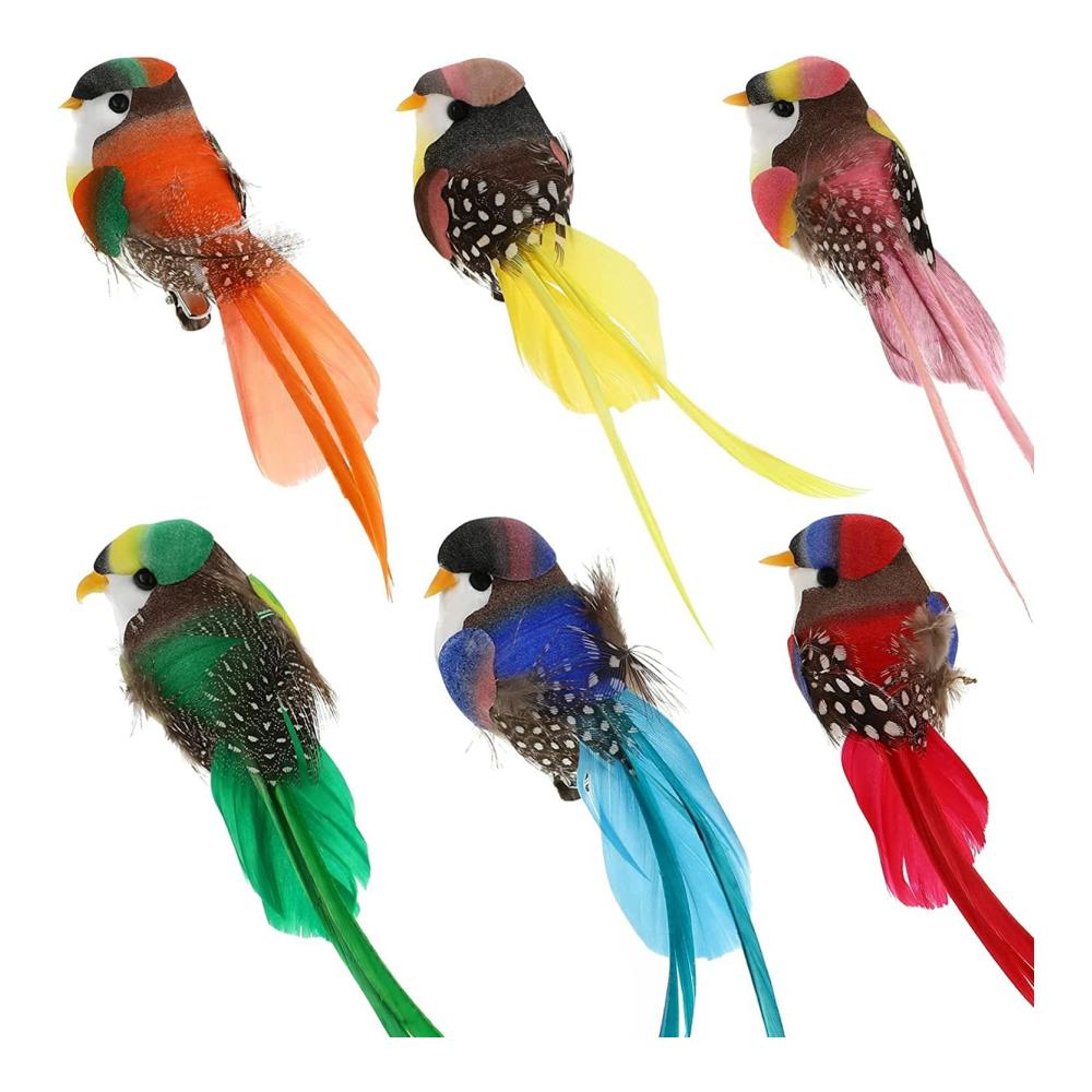 Fruchtige Frühlingsvögel 6er Pack künstliche Deko Vögel für Garten & Hausdekoration - Perfekte Oster- und Weihnachtsdeko in 6 Farben