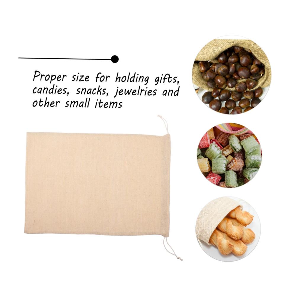 2St Wiederverwendbare Brotbeutel | Baumwolle Aufbewahrungssack mit Kordelzug | Obst & Lebensmittel Beutel | Eco-Friendly Geschenktüten | Weiß