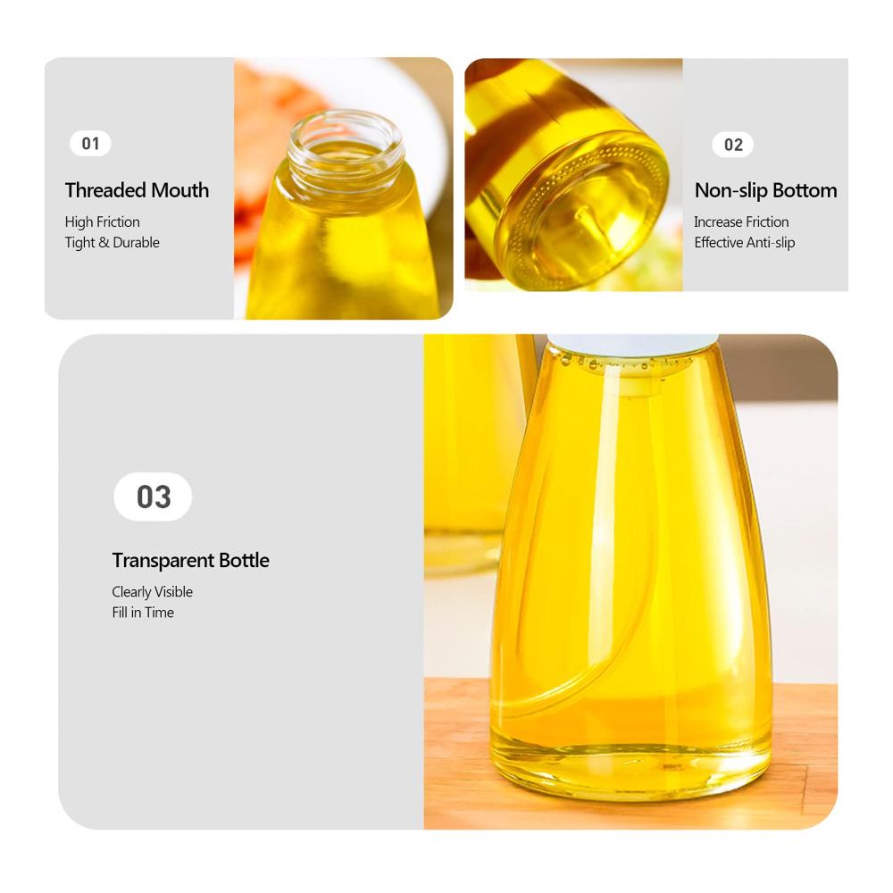 Ausgießer für die Flasche - Sprühflasche Ölsprüher Sodaglas 180ml - Nachfüllbarer Ölsprüher für Küche - Auslaufsicherer Spender für Salat Kochen Backen BBQ - Praktisches Küchenzubehör