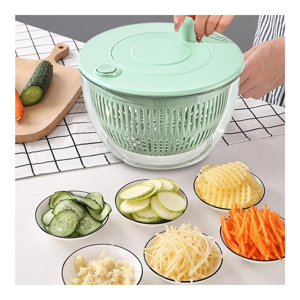 Multifunktions-Salatschleuder Transparentes Design für knackig-frischen Salat! Küchenhelfer & Kochzubehör für eine gesunde Küche. Gemüse trocknen und schneiden leicht gemacht