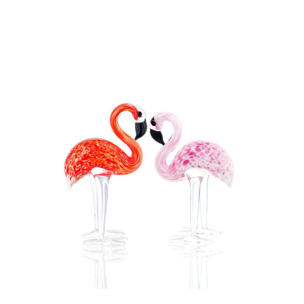 Entdecken Sie die Eleganz 2 Exquisite Glasfiguren - Handgefertigte Flamingos als Kunstobjekte für stilvolle Heimtischdekoration - Mundgeblasene Glaskunst für einzigartigen Charme in Ihrem Zuhause