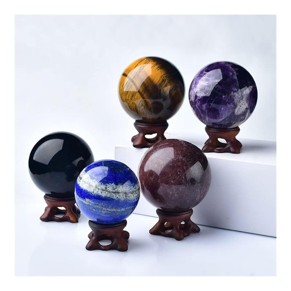 Stilvolles Wohnaccessoire Natürlich polierte Tigerauge-Edelsteinkugel für Zimmerbrunnen - Dekoratives Globus-Design - Perfektes Geschenk - QINTINYIN
