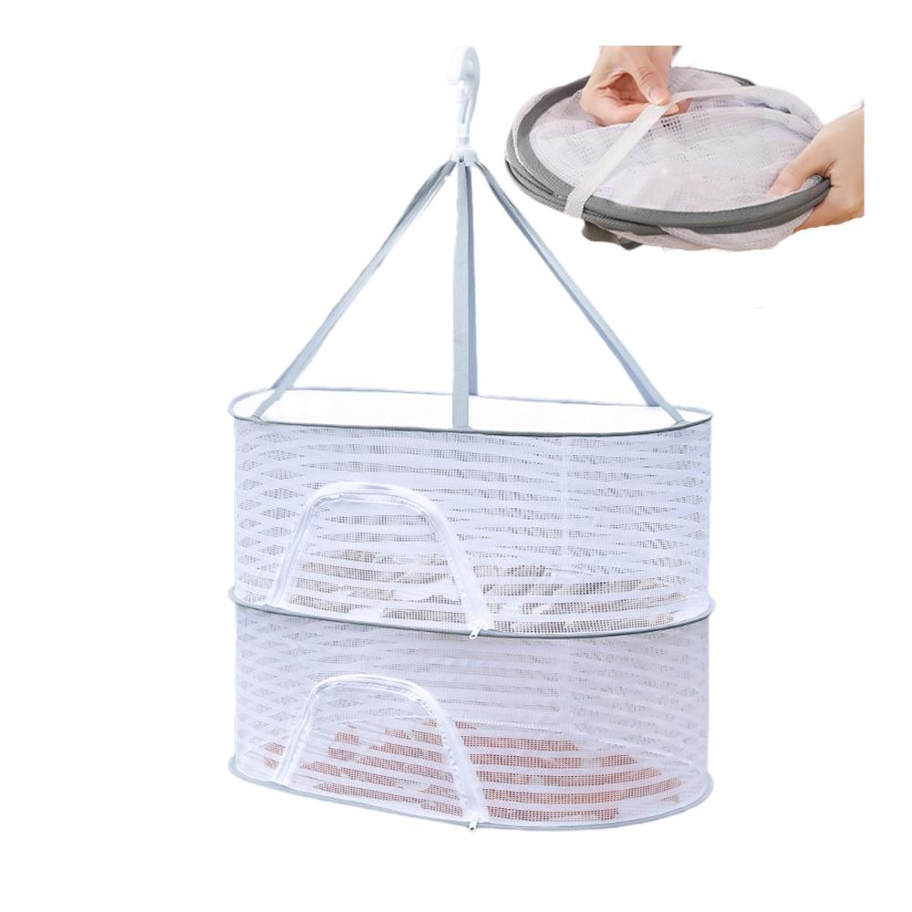 Faltbares Trockengestell φ60 cm - Effizientes Trockennetz mit Reißverschluss für Kräuter Pflanzen Fleisch Blumen Zwiebeln Fisch & Gemüse - Platzsparendes Aufhängesystem für optimale Trocknung