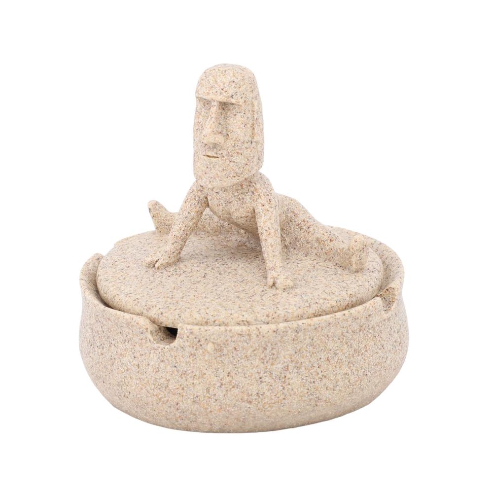 Dekorativer Aschenbecher Harz-Osterinsel-Moai-Statue – Einzigartiger Tisch-Schmuck mit Deckel für stilvolle Heimdekoration und praktische Rauchhaltung