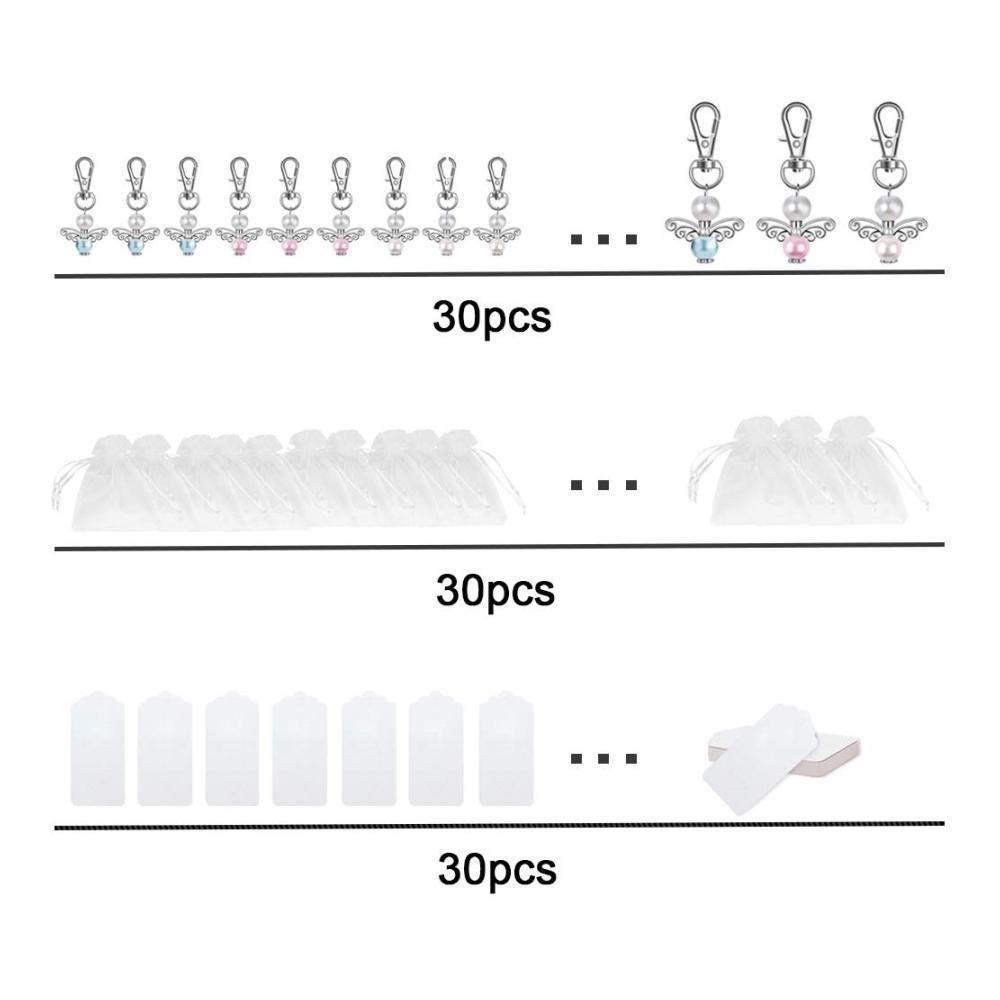 30 Stück Engel Anhänger Schlüsselanhänger - Perfekte Gastgeschenke für Kommunion Hochzeit & Taufe. Schutzengel Gastgeschenk für Mädchen mit Organza Säckchen und weißem Liebesetikett. Erleben Sie himmlische Freude bei Ihrer Feier