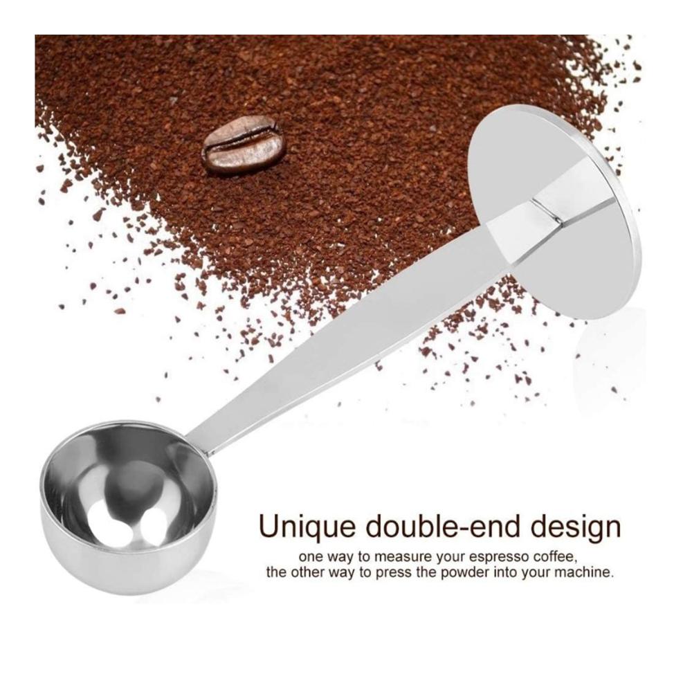 Edelstahl Kaffeedosierlöffel | Präzises Kaffeemaß mit Doppelfunktion für exzellenten Espresso und Kaffee | Hochwertiger Portionierer und Stampfer | Kaffee- & Espressomaße perfekt ab