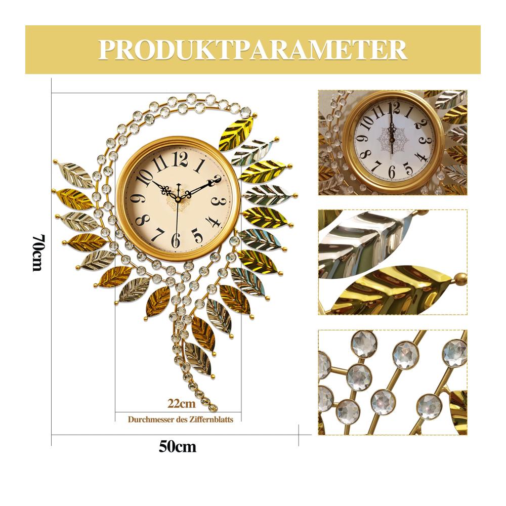 Große Goldene Wanduhr ohne Tickgeräusche | Europäisches Vintage-Design für Wohnzimmer Küche Schlafzimmer & Büro | Dekorative Wanduhr | Leise | Modernes Wanddekor | Stilvolle