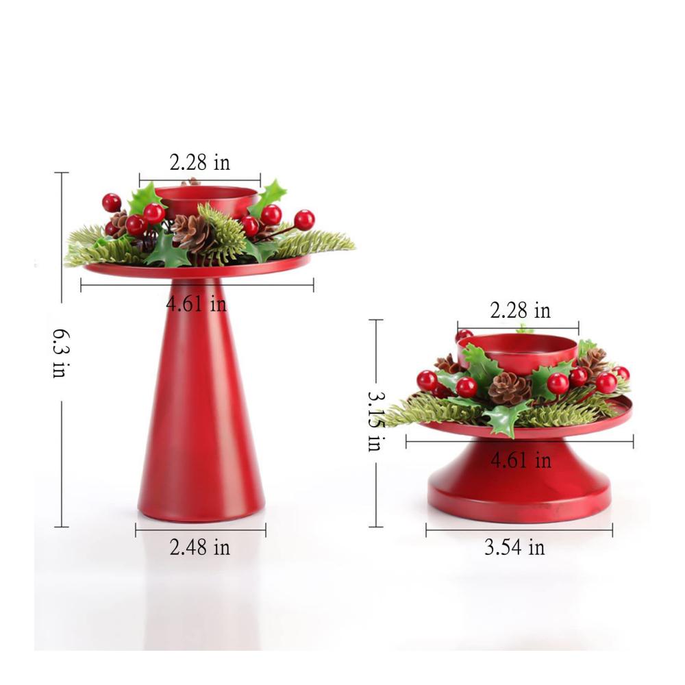 Stilvolles Set mit 2 roten Weihnachtskranz-Kerzenhaltern in Glas für festliche Anlässe | Dekorative Kerzenständer für Hochzeiten Feiertage & mehr
