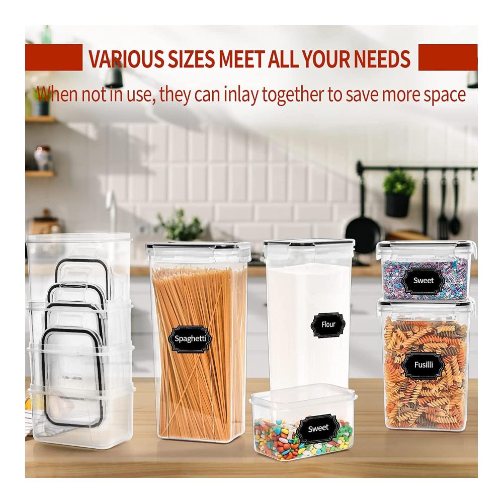 Organisieren Sie Ihre Küche mit KAHEIGN 24Pcs Vorratsdosen-Set Luftdichte BPA-freie Frischhaltedosen in 4 Größen. Durchsichtige Kunststoff-Aufbewahrungsboxen für Mehl Müsli und mehr. Cleveres Vorratsbehältersystem für eine ordentliche und frische Küche