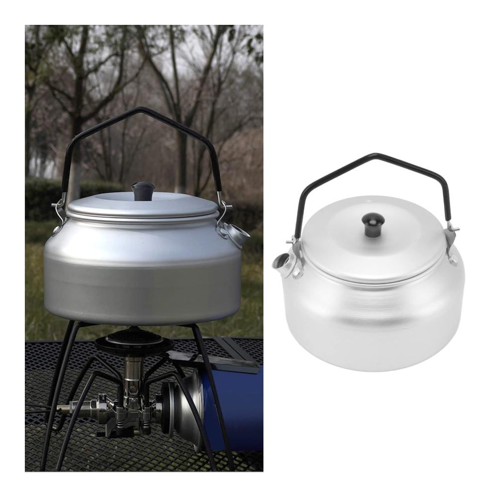 Camping-Wasserkocher aus leichter Aluminiumlegierung | Tragbarer Teekessel für Camping Grillen & Reisen | Silberne Teekanne mit Deckel für Zuhause & Outdoor-Küche | Praktische Kaffeekanne