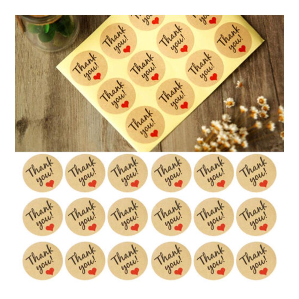 48 Kraftpapier Sticker Thank You für Hochzeit & Party - Deko Aufkleber mit Versiegelung - Rustikale Vintage Design - 48 Stück