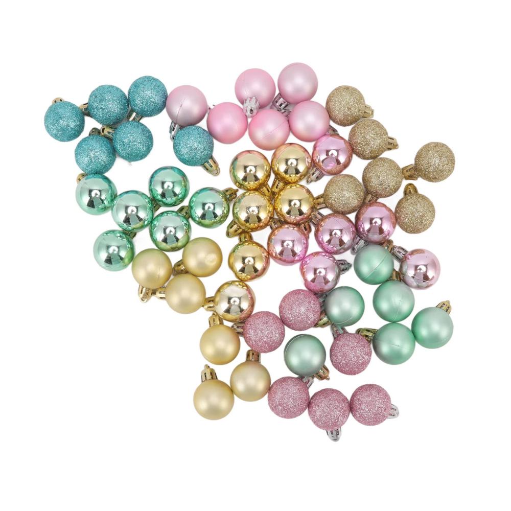54 Stück 3 cm Große Weihnachtskugeln Set - Bruchsichere Kunststoff-Hängeornamente in Pink Blau und Gold - Perfekt für Zuhause Weihnachtsfeier und Dekoration - Hochwertige Weihnachtsbaumkugeln