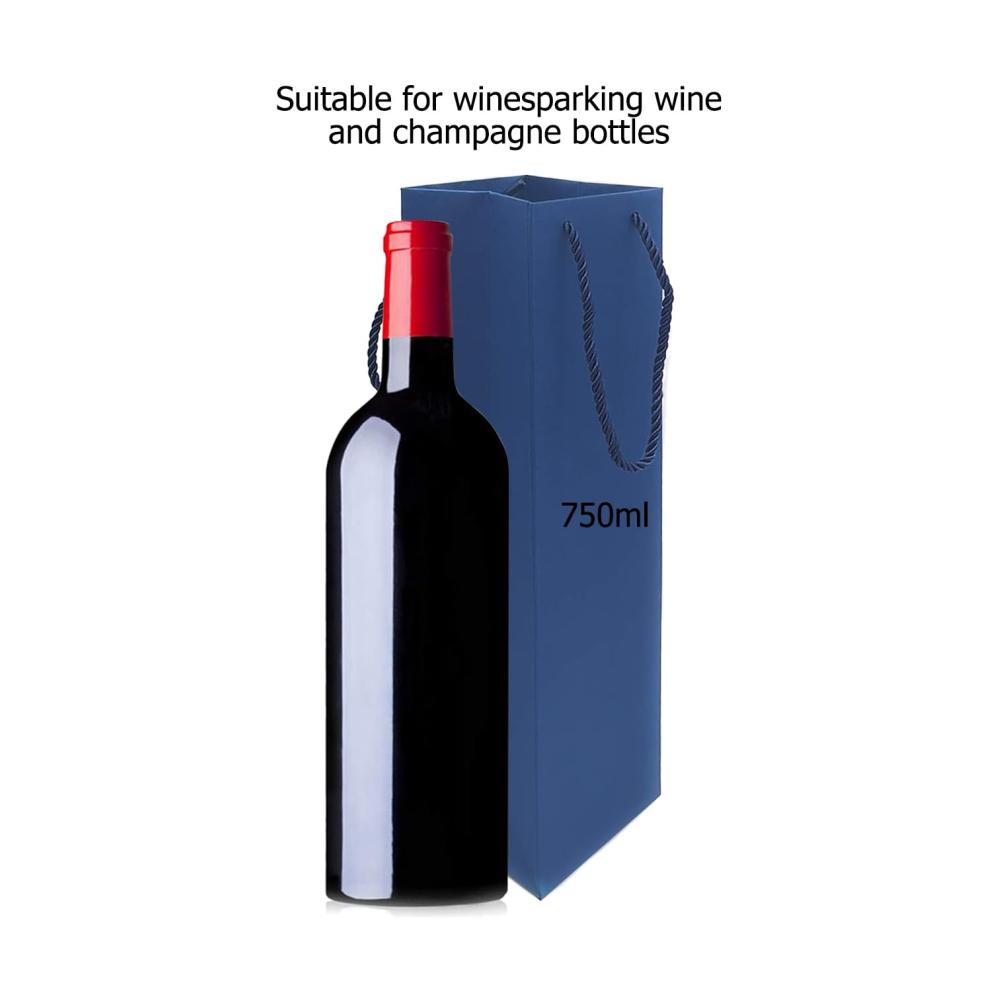 Flaschenkörbe & -träger 20 Premium Weingeschenktüten - Luxuriöse Flaschentaschen für Hochzeit Party & Weihnachten - Robuste Seilgriffe (Blau