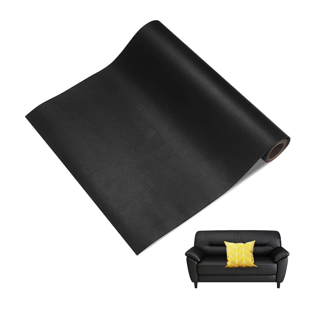 Hochwertiger Textilkleber für schnelle und einfache Reparaturen - Reparaturset für Leder Kunstleder & Textilien - Selbstklebendes Patch-Kit für Sofas Autositze Bürostühle & mehr (Schwarz