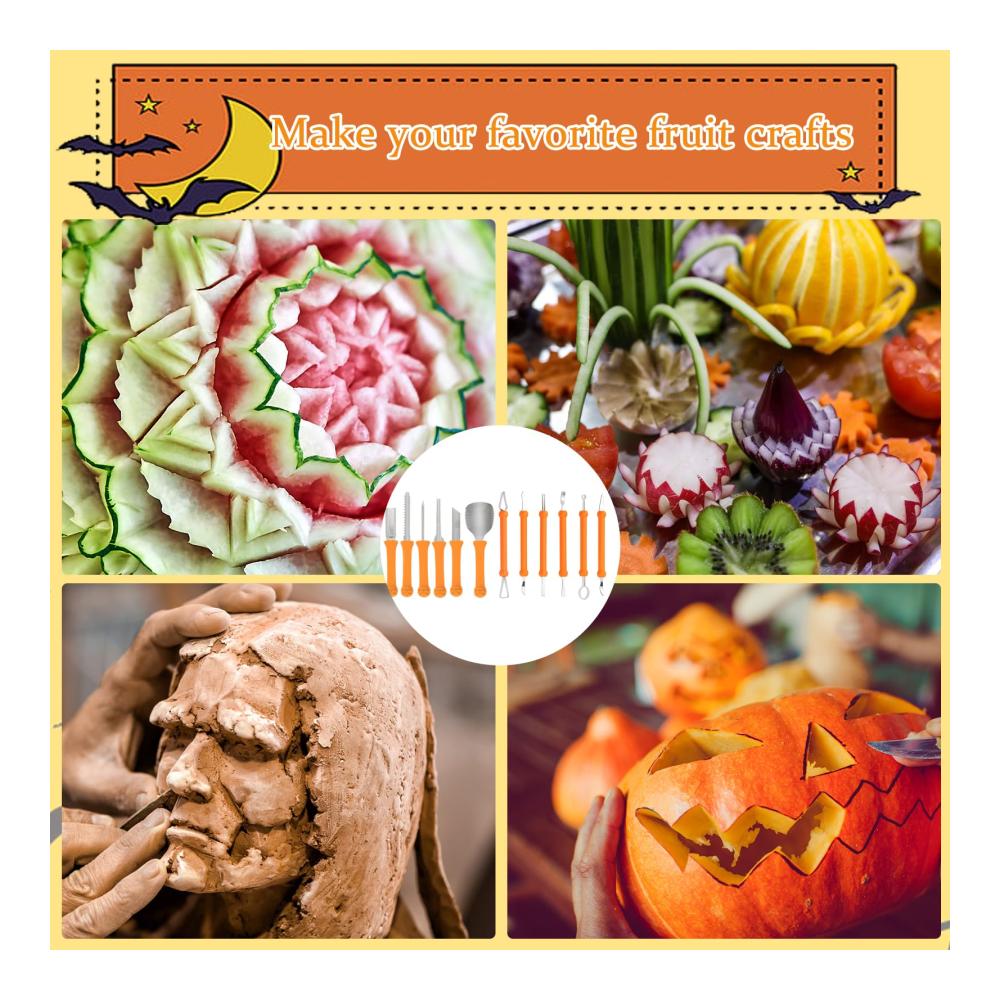 Professionelles Tranchiermesser-Set 7-teiliges Edelstahl-Kürbis-Schnitzwerkzeug für Halloween. Inklusive Tragetasche. Ideal für Erwachsene und Kinder. Ein perfektes Geschenk