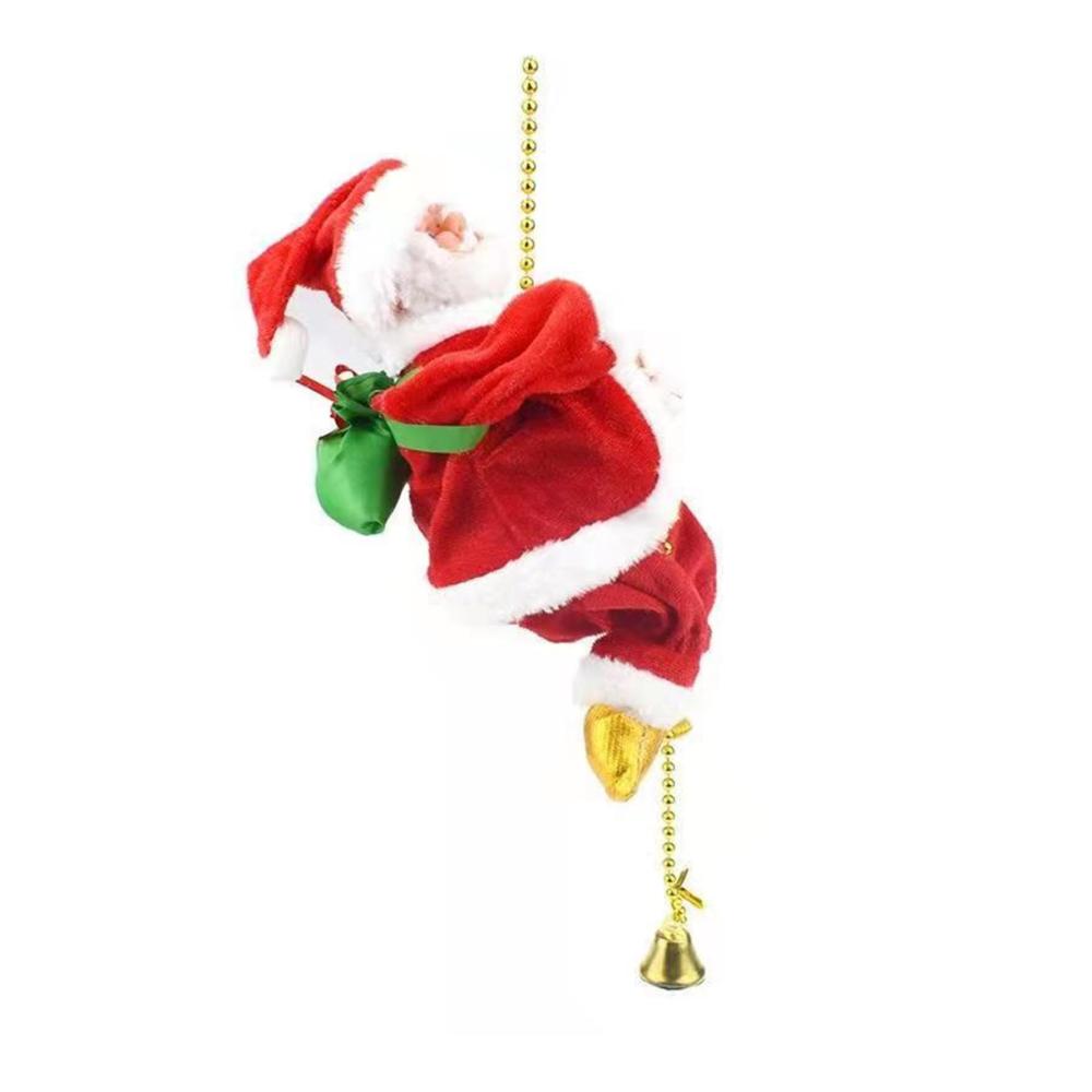 Elektrischer Weihnachtsmann Klettert Seil mit Musik - Dekorativer Zierschmuck für Weihnachtsbaum Fenster & Wände