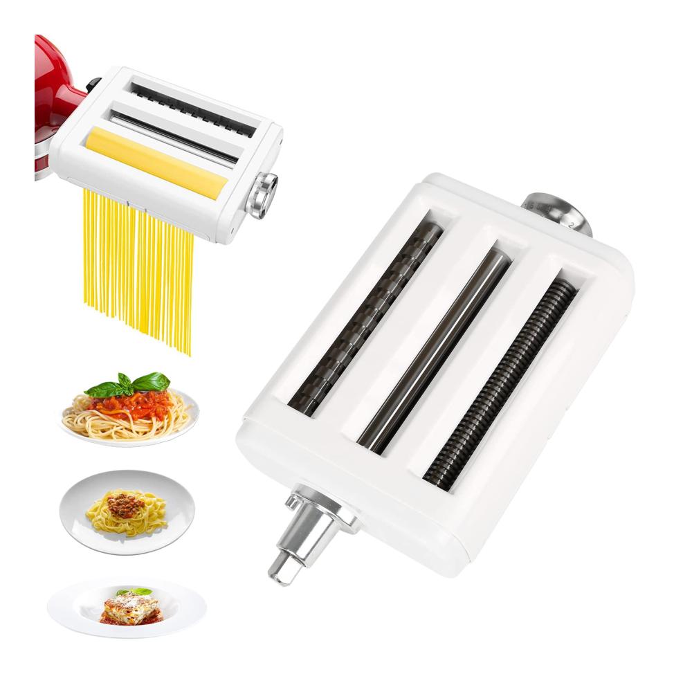Entdecken Sie die Vielseitigkeit Manuelle Nudelmaschine Kitchenaid – 3-in-1 Design mit 8 Dickenstufen für hausgemachte Pasta-Kreationen – Inklusive Spaghetti- und Fettuccine-Schneider