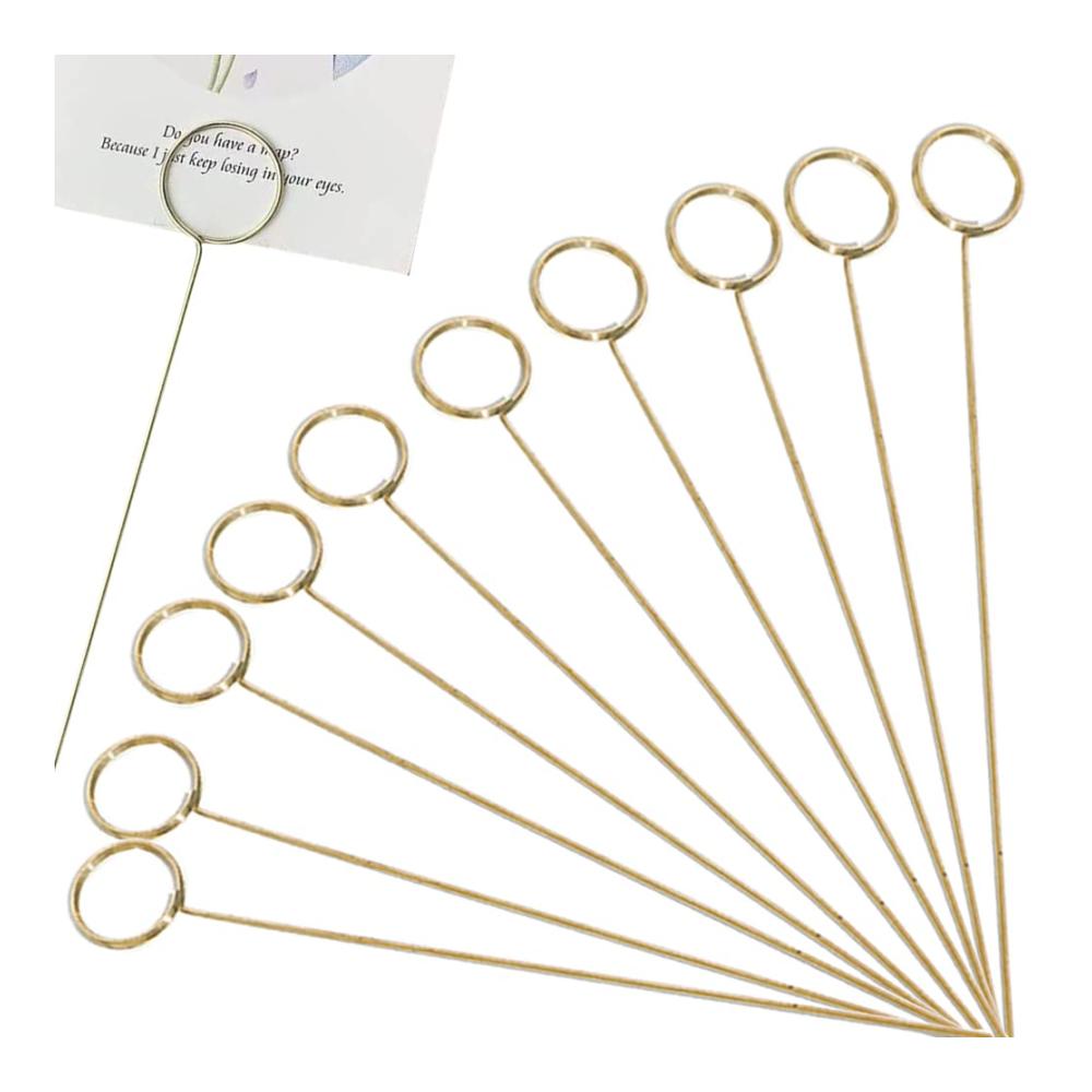 Entdecken Sie Eleganz 30 Goldene Runde Tischkartenhalter mit Blumenmuster - 34 cm Drahtständer für Fotos und Notizen - Perfekt für Restaurants und besondere Anlässe am Tisch. Ein stilvolles Accessoire für Ihre Veranstaltungen