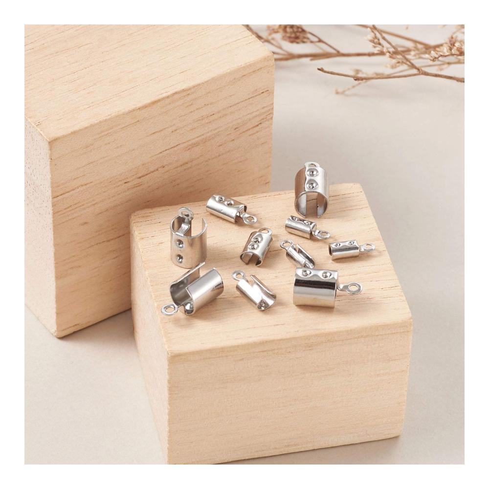 Hochwertige 400er Box Edelstahl-Endkappen für Lederbänder & Schmuckherstellung - Faltbare Verschlüsse für DIY Handwerk & mehr - Passend für 2–6 mm - Robust & stilvoll