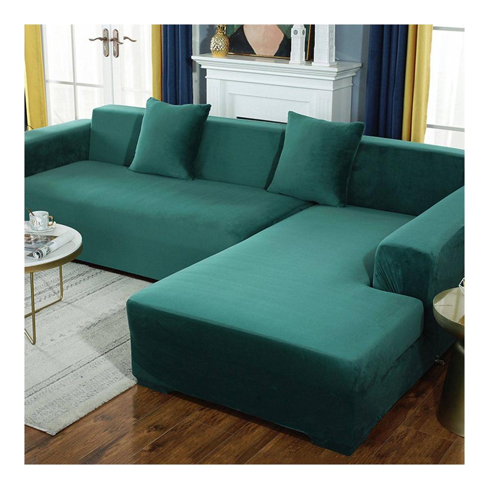 Elastischer Sofabezug in Gelb-Grün für Wohnzimmer rutschfest weich und pflegeleicht - Möbelschutz für Sofa Sessel oder Ecksofa - Stretch-Husse für 3-Sitzer (190-230 cm) und 1-Sitzer (90 cm) - Ideal für Kinder Katzen und Hunde