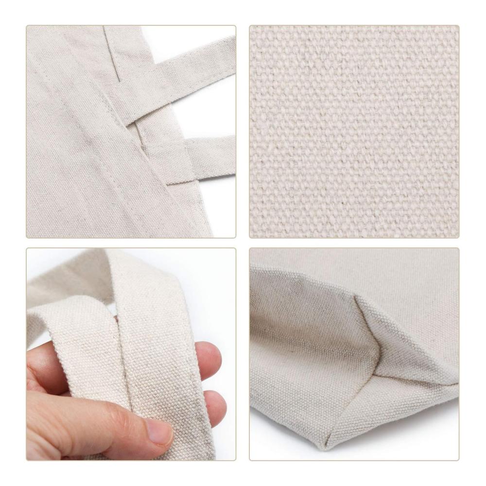 3er Set Große Leinen Einkaufstaschen | Wiederverwendbar & Personalisierbar | Natürliche Umhängetaschen für Malerei Handwerk & Projekte | Beige 50.8 x