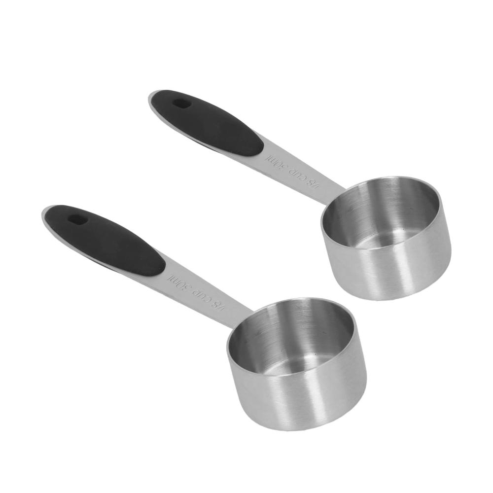 Premium Küchenhelfer Präzise Messlöffelsets aus Edelstahl - 2er Pack für perfekten Kaffeegenuss! Messen Sie mit Leichtigkeit 1/8 Tasse oder 30 ml für Kaffee Milchpulver und Tee. Unverzichtbares Kochzubehör