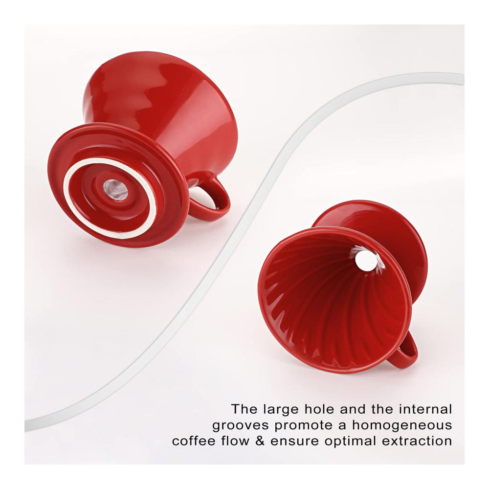 Einwegfilter für aromatischen Kaffeegenuss Kaffeetropfer aus rot glasierte Keramik V-förmig 180 ml klein - ideal für pure