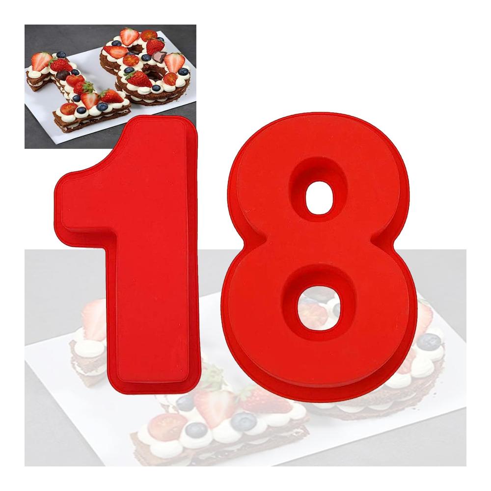 Motivbackformen für besondere Anlässe | Zahl 18 Geburtstag & Hochzeit | Silikonform für kreative Kuchenkreationen | Große Nummernbackform | Backspaß für Jub