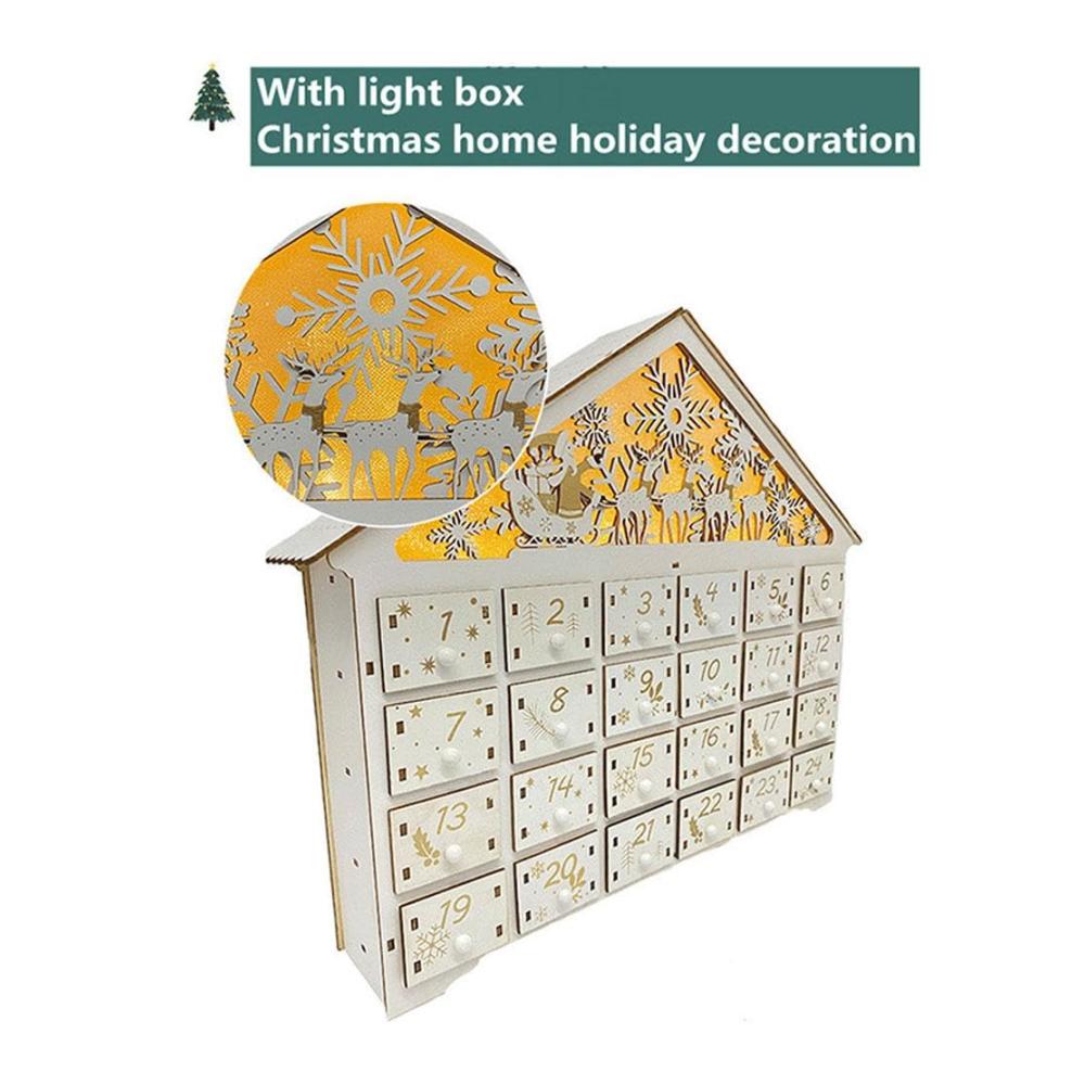 Holz Adventskalender Weihnachtsdeko Dekorativer DIY Countdown mit LED-Lichtern Schubladen und mehr - Weihnachtszauber zum Selbergestalten