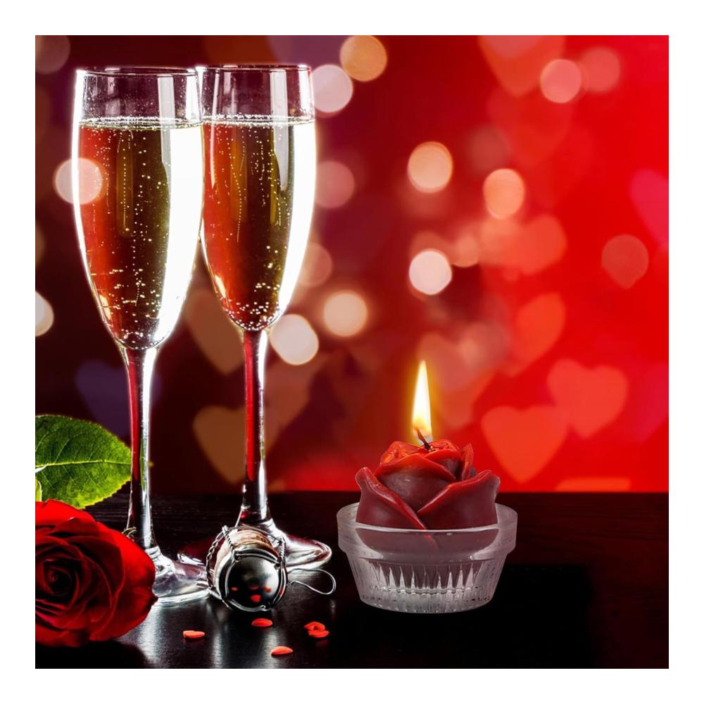 Romantische Rosenmuster Exquisite Kerzen im Glas-Set für perfekte Valentinstagsstimmung! Dekorative Tischakzente in Rot passend für jede Gelegenheit. 154tgdzx (Rot Einheitsgröße
