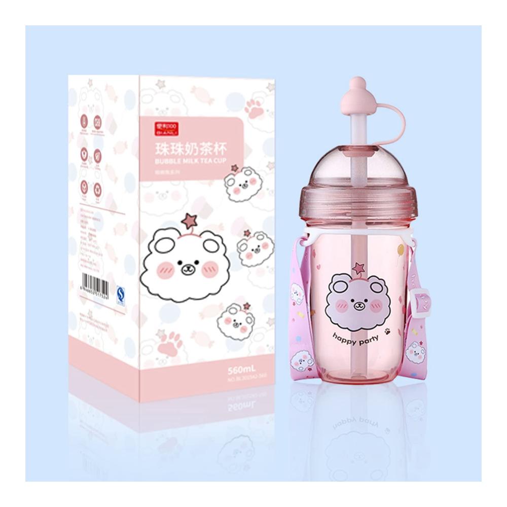 Wiederverwendbare Strohhalme - Nachhaltigkeit trifft auf Stil Bubble Tea Becher Set mit Deckel und Strohhalm verstellbare Träger 680 ml (Blau