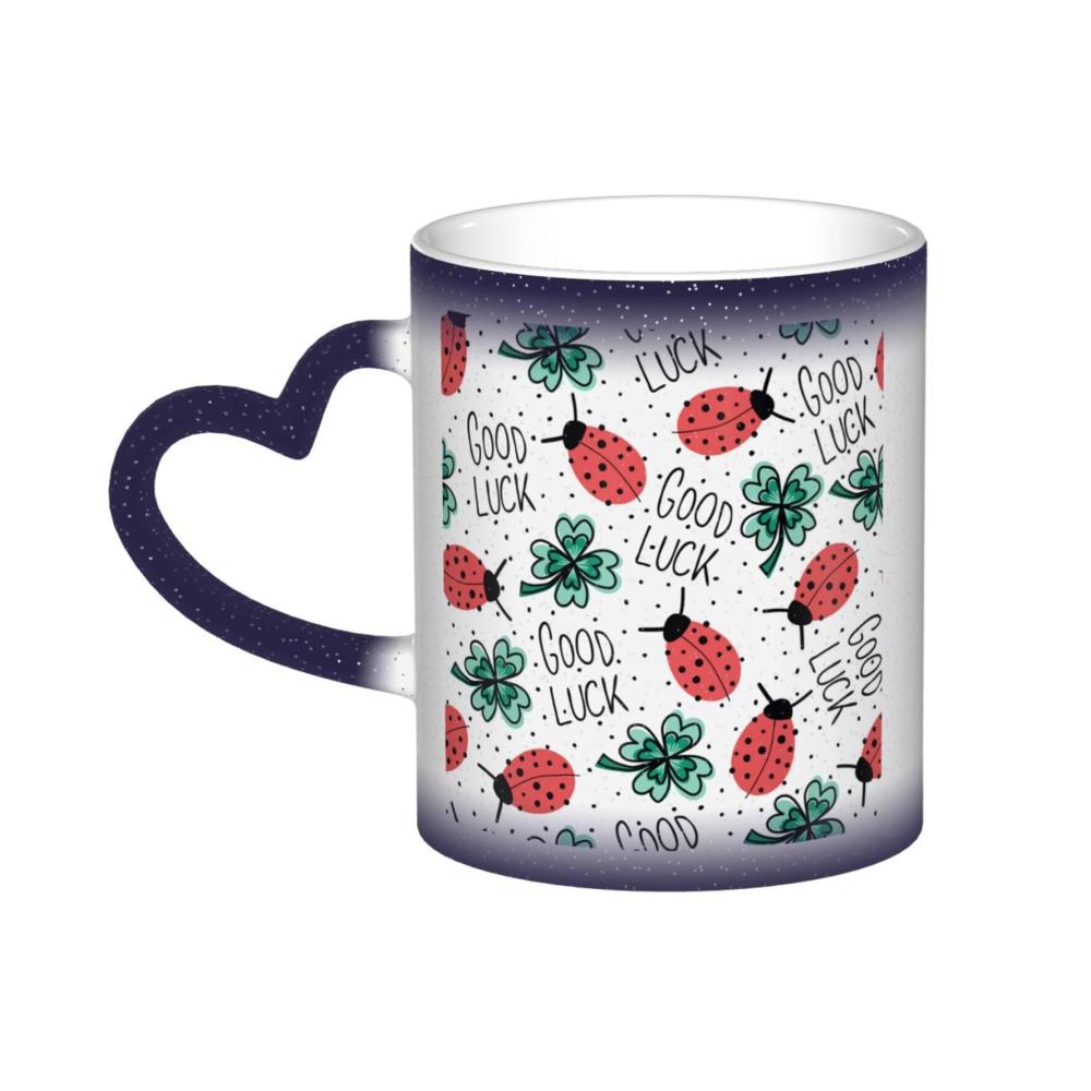 Entdecke den Zauber Farbwechsel-Tasse aus Keramik - Kaffeetassen & Becher mit Glücksmotiven wie Marienkäfer Klee und kreativem Sternenhimmel. Die magische Teetasse eignet sich perfekt als Urlaubs- oder Geburtstagsgeschenk für Männer und Frauen. Verblüffe deine Sinne mit diesem blauen Meisterwerk