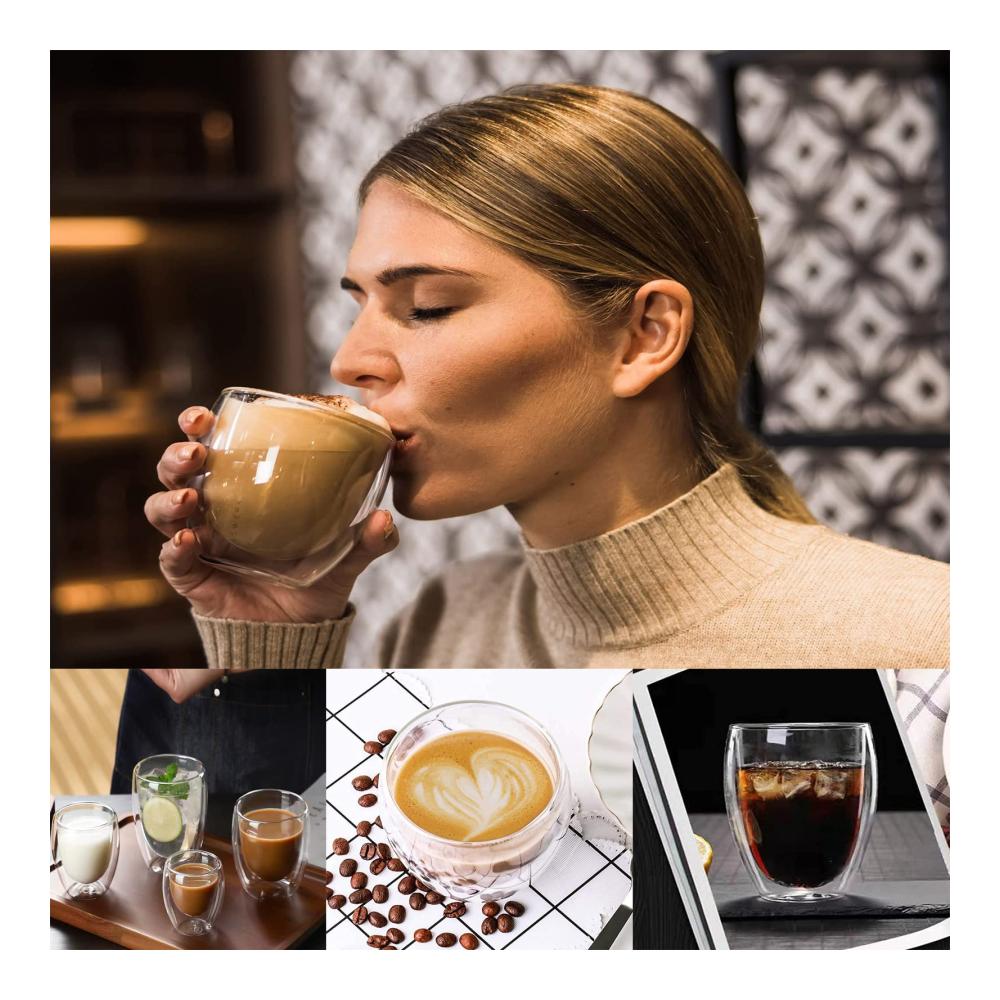 Entdecken Sie den Genuss Doppelwandige Kaffee- & Teegläser Set | Thermogläser für Cappuccino Latte Macchiato | Hergestellt aus Borosilikatglas | 2 Stück