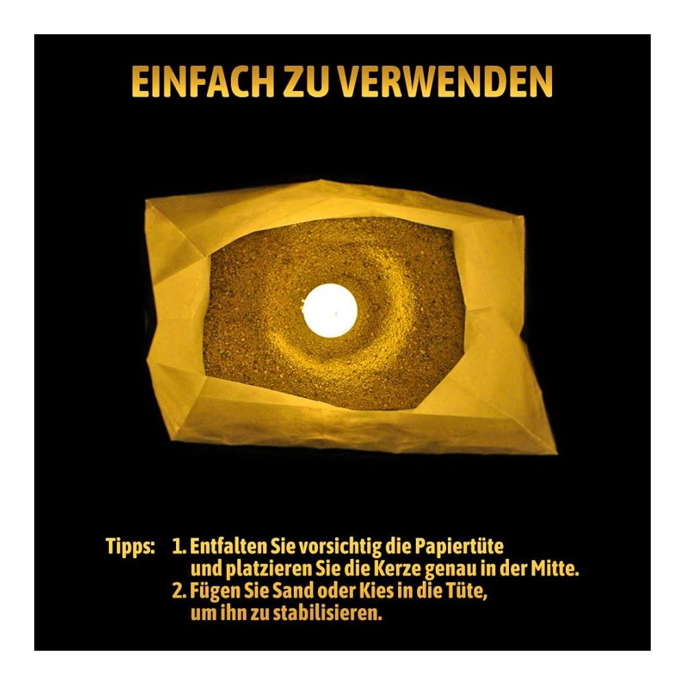 Setzen Sie Ihr Fest in ein zauberhaftes Licht! 10 Papierlaternen Lichttüten - Ideal für Geburtstagsfeiern und Tischdekoration - Weiße Kerzentüten für eine