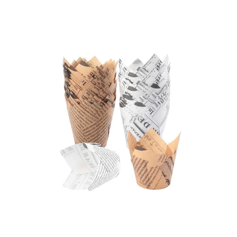 Premium Einweg-Backbecher 300er Set - Tulpenförmchen für Cupcakes & Muffins - Hochwertige Papier Cupcake Wrappers - Perfekt für Geburtstage Hochzeiten & Partys - Fettdichtes Zubehör (Stil A