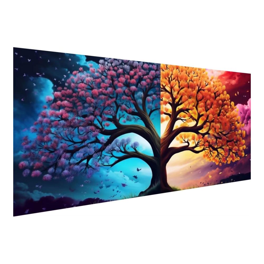 100x50cm Diamond Painting Set für Erwachsene & Kinder - DIY 5D Diamant Malerei Bausatz mit Halbem Baum Motiv - Komplettes Stickerei Bastelset für Home Decor und Geschenke - Inklusive Werkzeug