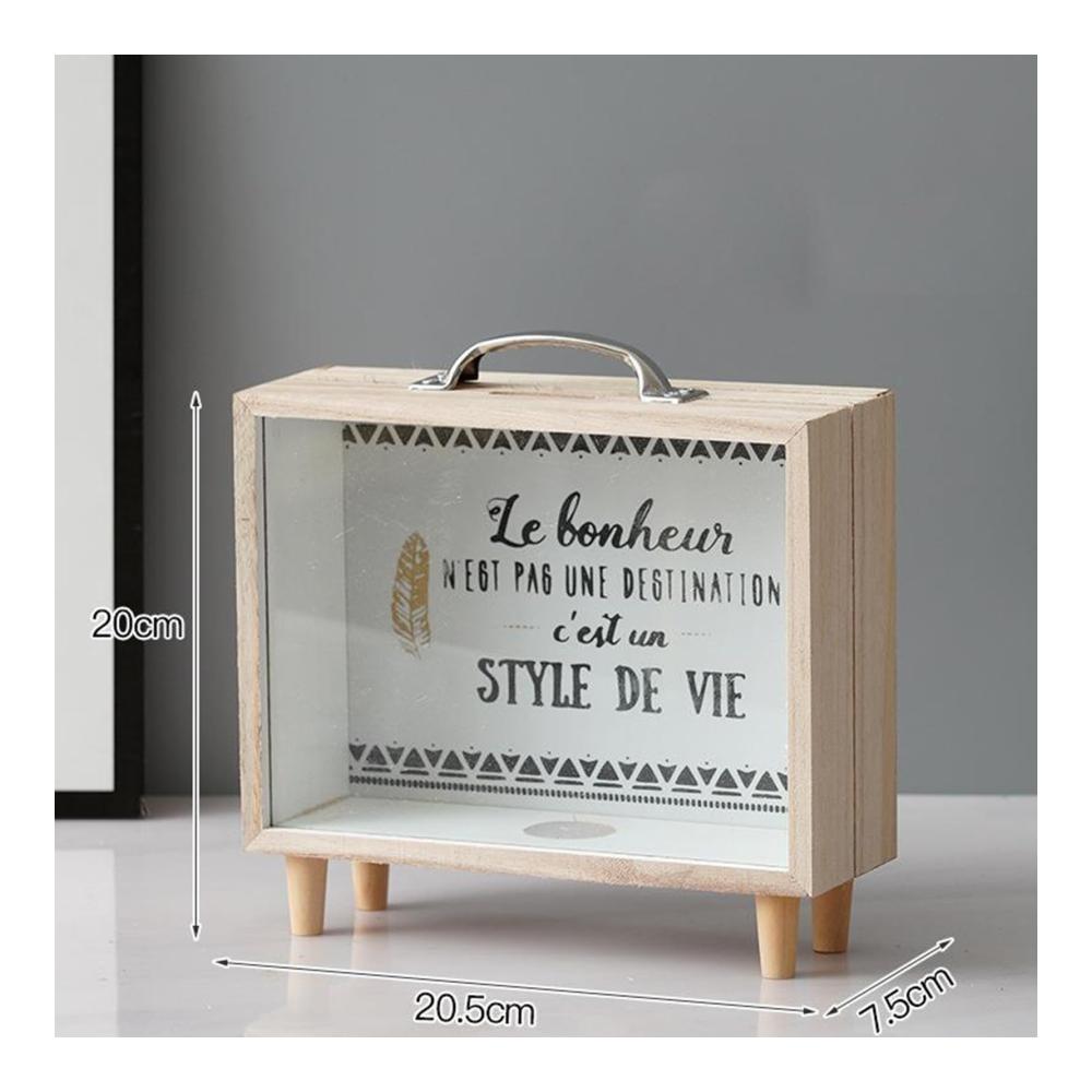 Kreative Spardose aus Holz Niedliches Holzkoffer-Design mit transparentem Fenster für Sparziele. Dekorative Tischdekoration und Andenken für besondere Momente. Perfekte Sparbüchse für jeden Anlass