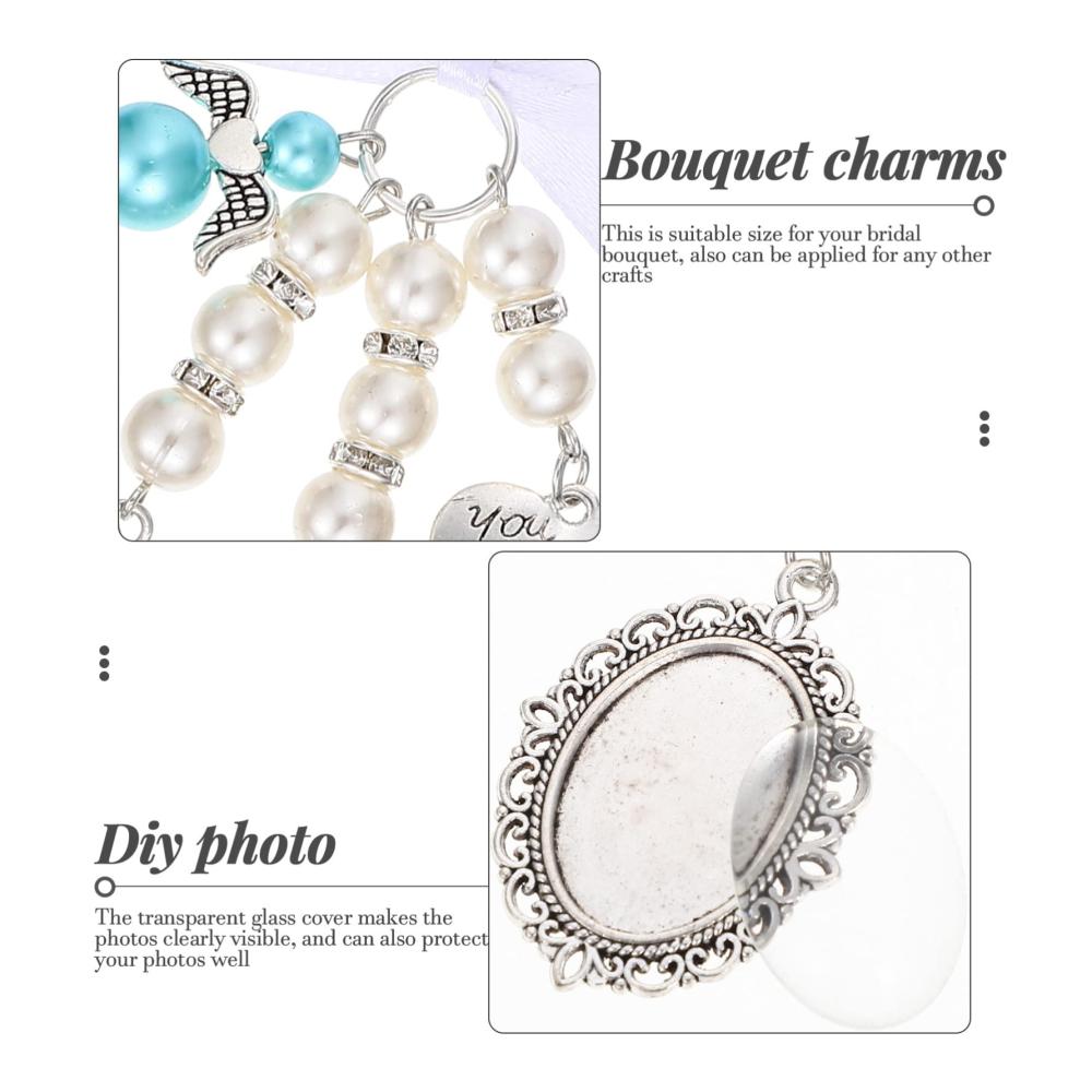 10 Stück Hochzeitsstrauß Brautanhänger Lünette Tabletts - Glanzvolle Schmuckanhänger für Brautsträuße - Veredeln Sie Ihre Hochzeit mit eleganten Brautschmuck-Anhängern! (Farbe Stil 2x5 Stück Größe 8.5X6X0.7CMx5 Stück