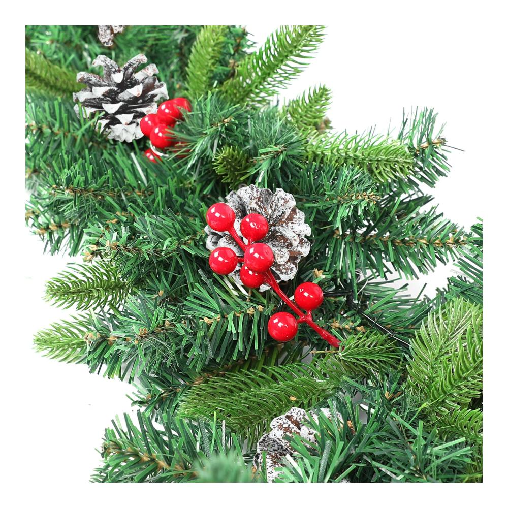 Weihnachtskranz & Tannengirlande Set - Künstliche Tannenzapfen & Rote Beeren - 50cm Durchmesser - Dekorative Weihnachtsdeko für Innen & Außen - Festliche Girlanden & Kränze für Hauswand & Tür