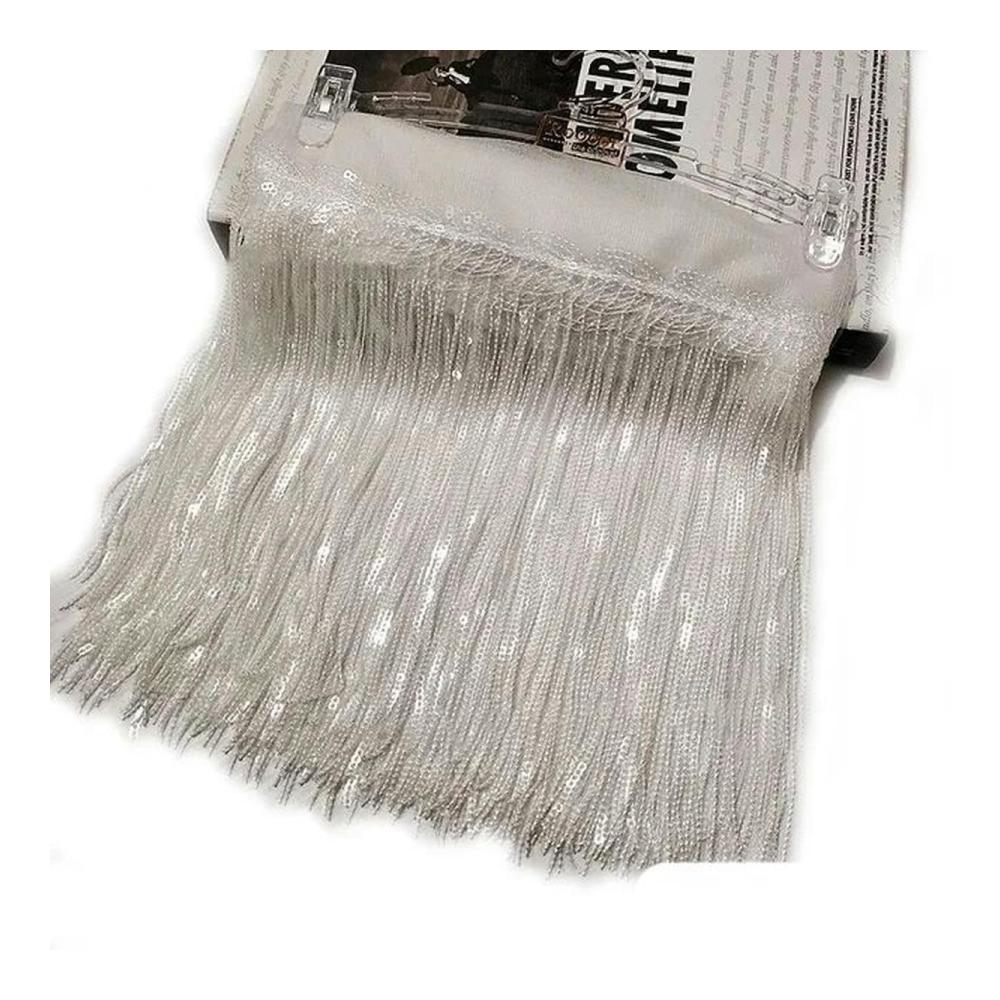 Schillernde Pailletten-Quastenfransen Perfekt für Tanz & Mode | 18cm 4 Yards | Nähzubehör für Vorhänge & Kleidung