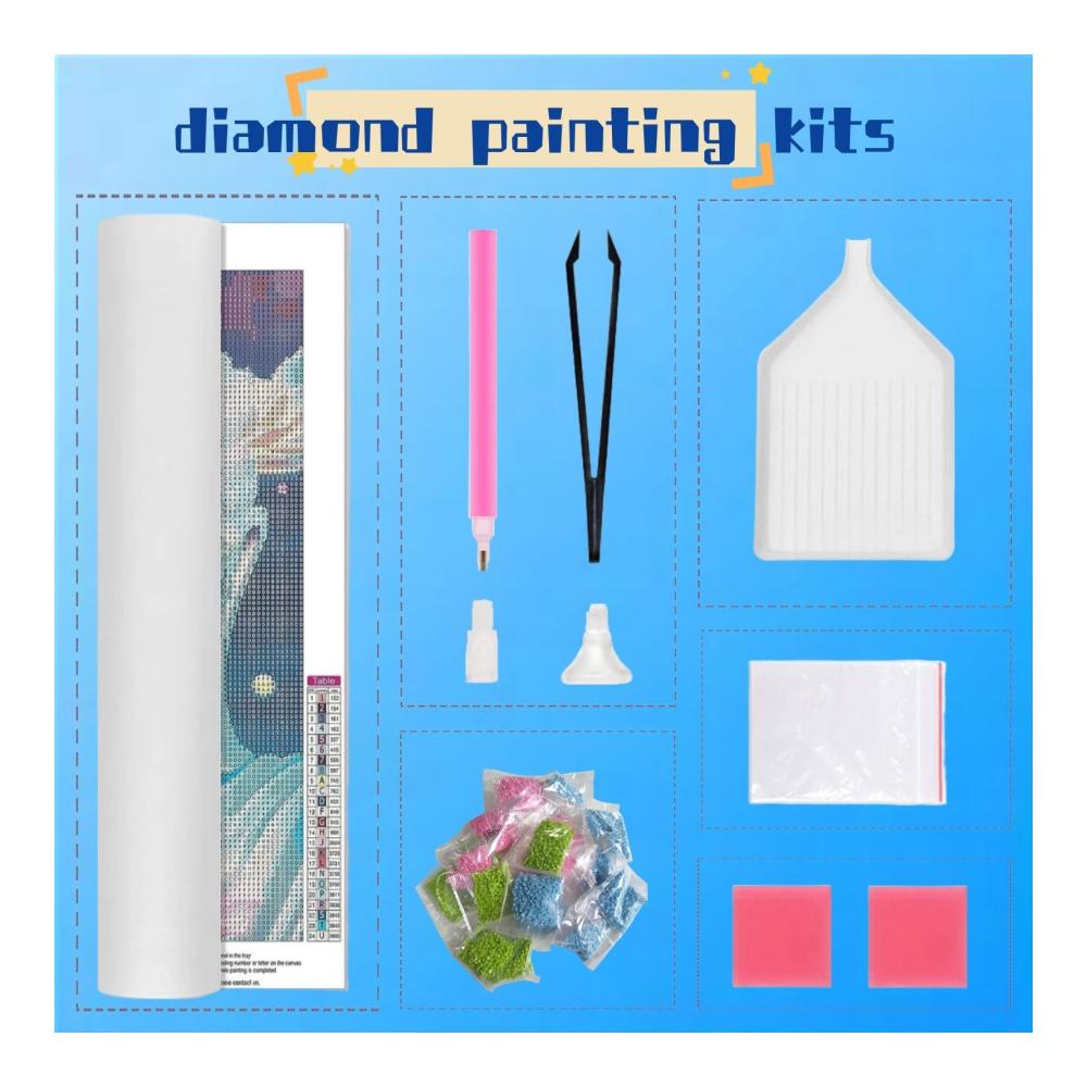 Diamant Malerei Set für Erwachsene – Vorbedruckte Kits inkl. Diamant Kristalle & Zubehör – DIY Kreuzstich Malerei Set für Weihnachtsdeko – Wasser Schönheit Motiv – 36x72in
