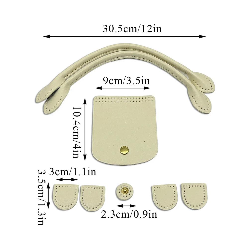 Handgefertigtes Taschenherstellungsset - 8-teiliges Taschenzubehör mit gewebten Mustern weichen PU-Taschengriffen Boden Knopf für Knödel - Ideal für handgemachte Beige Handtaschen. Entdecken Sie die Kunst der individuellen Taschenkreation