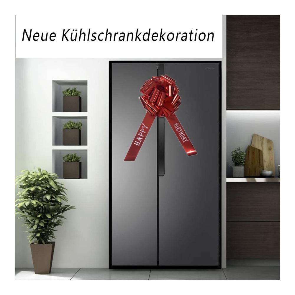 Festliche Auto-Deko Riesige rote Schleife & Bänder-Set für Geburtstagsgeschenke - 600cm lang ideal für Auto Fahrrad Party. Originelle Geschenkverpackung mit Happy Birthday-Motiv. Saisonale Akzente mit stilvollen Schleifen & Bändern