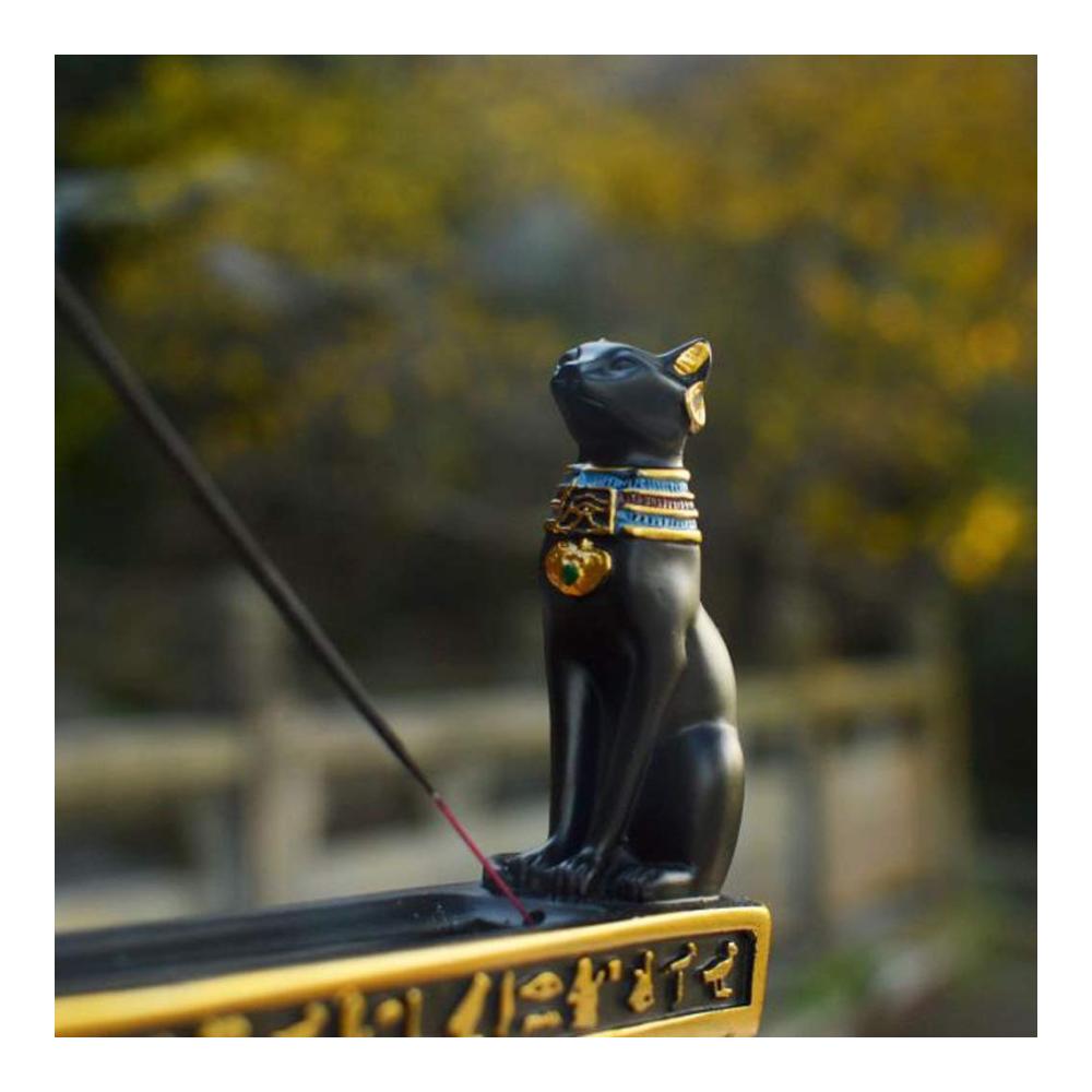 Ägyptische Katze Räucherstäbchenhalter - Handgefertigtes Aromatherapie-Ornament für Innendekoration und Souvenirs - Exquisites Handwerksgeschenk - 94-Zoll-Brenner