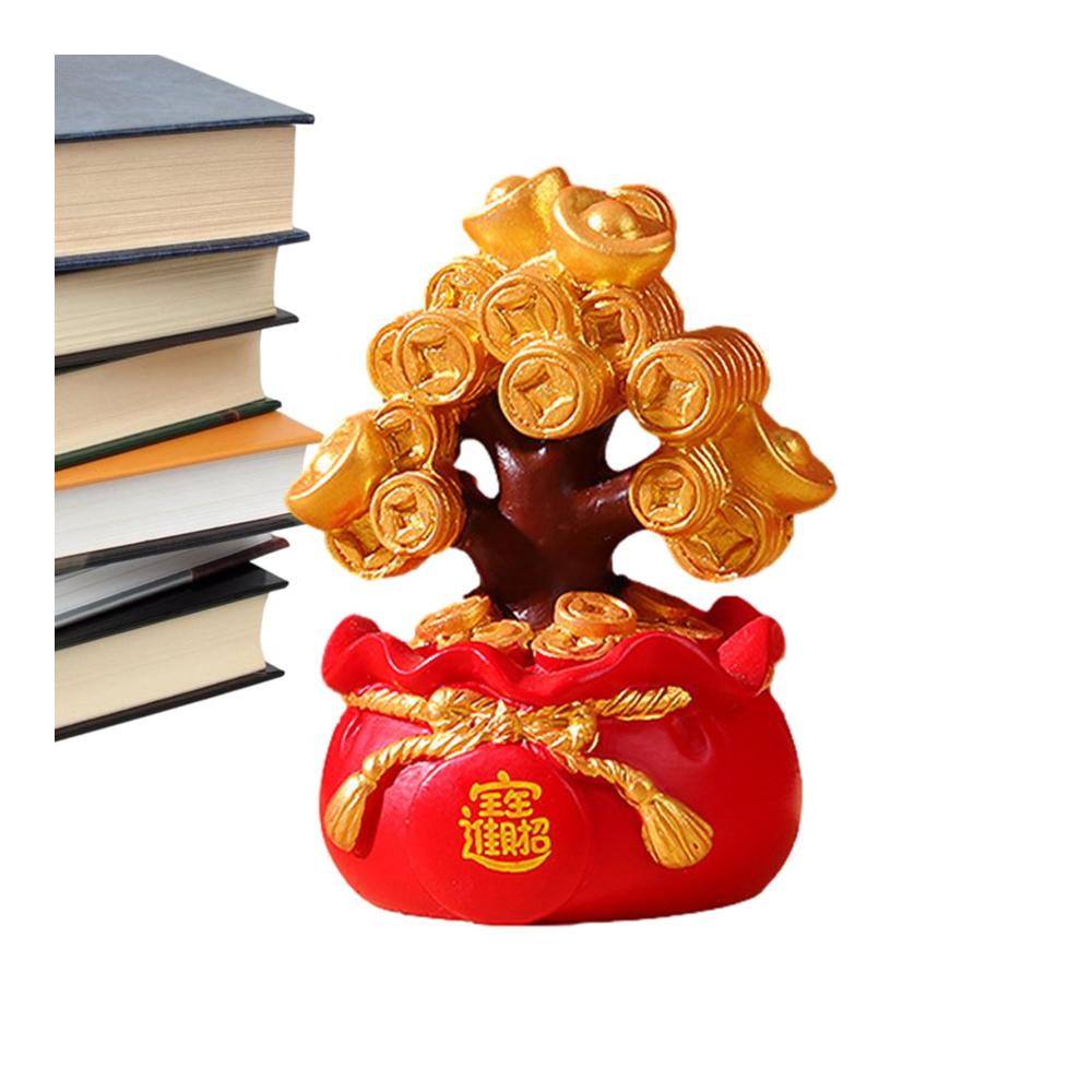 Handgefertigte Sparbüchsen-Figur Feng Shui Geldbaum für Reichtum Erfolg & Glück - Kreative Kunstharz-Skulptur als stilvolle Heimdekoration