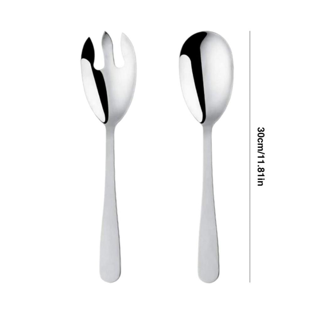 Entdecken Sie die Eleganz des Essens Salatbesteck Edelstahl-Set für stilvolle Präsentationen - 12 Zoll Salatlöffel und Gabel - Perfekte Servierutensilien für öffentliche Veranstaltungen und zu Hause